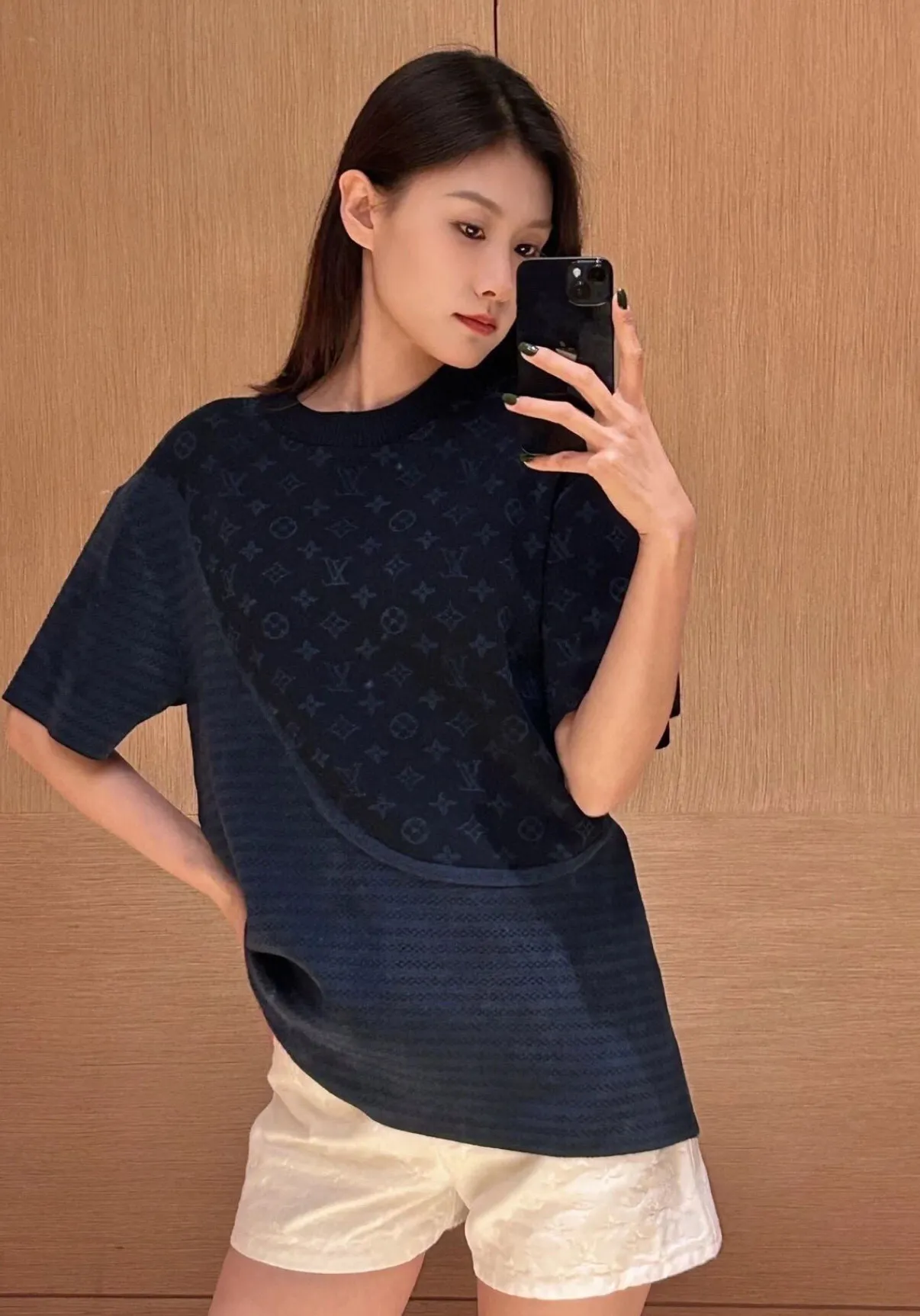 Louis Vuitton/Louis Vuitton 25ss dark pattern old flower jacquard knitted short sleeves
